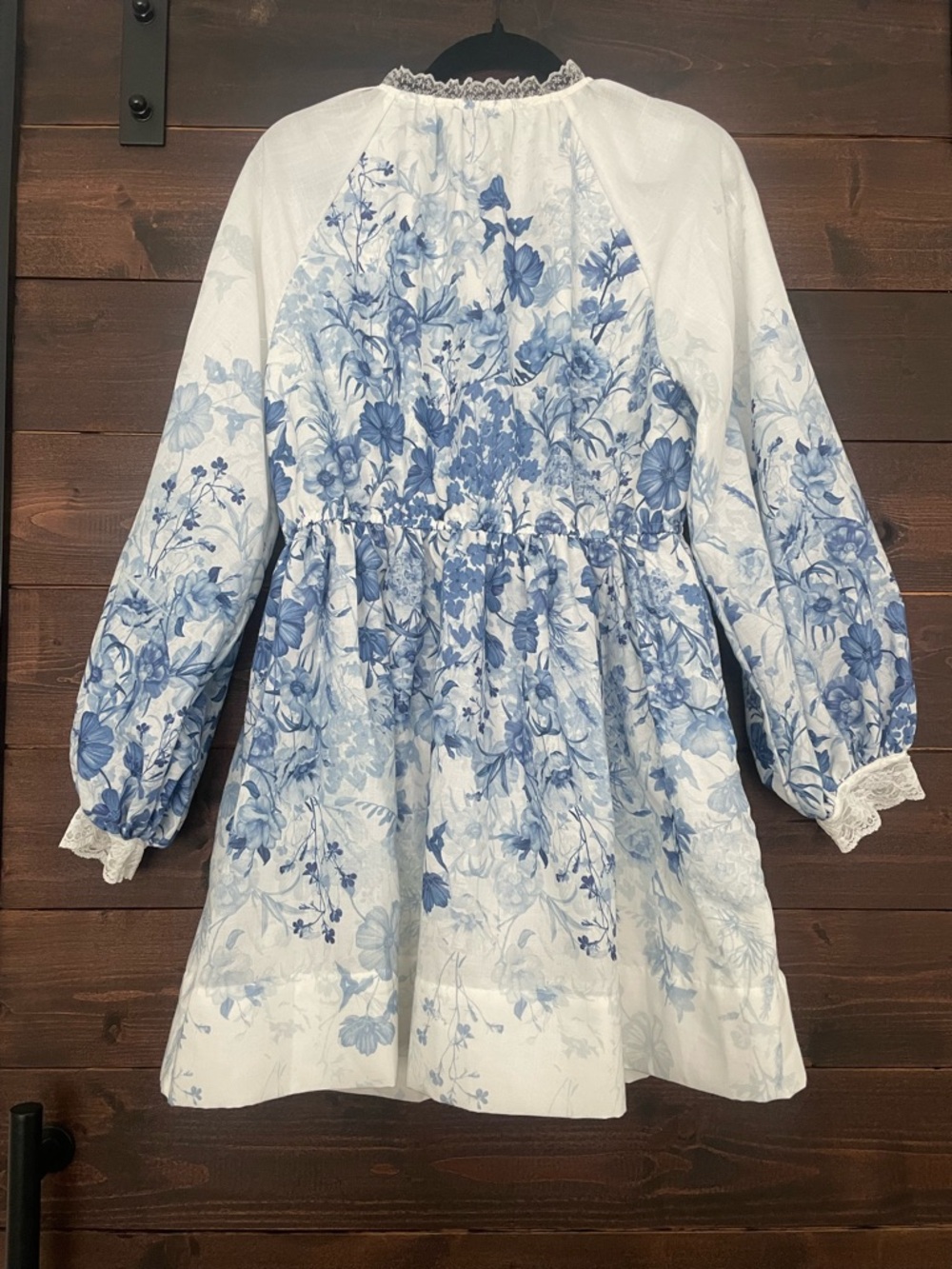 Anthropologie White Dress with Blue Floral Print - Picture 6 of 8